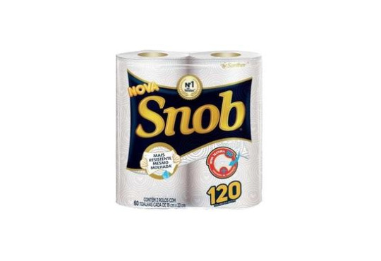 PAPEL TOALHA/ ROLO SNOB C/2 ROLOS "50 FOLHAS" 19X22CM