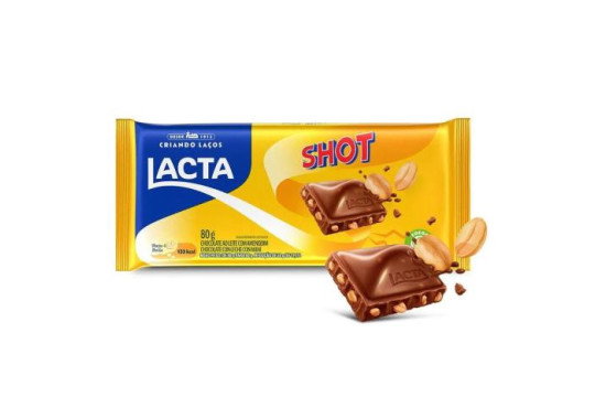 CHOC. BARRA LACTA/ SHOT AMENDOIM 80GR