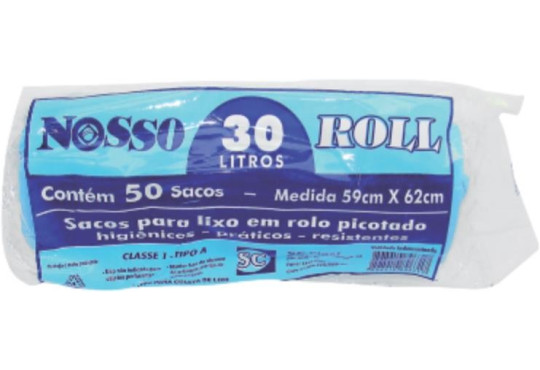 SACO P/ LIXO ROLO NOSSOAZUL 30LT C/ 50