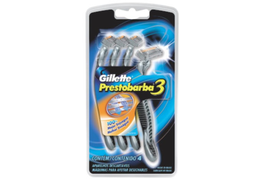 APARELHO BARBA PRESTOBARBA 3 GILLETTE 3 LAMINAS C/ 4