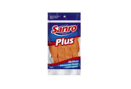 LUVA FORRADA LATEX SANRO LARANJA M PAR PLUS