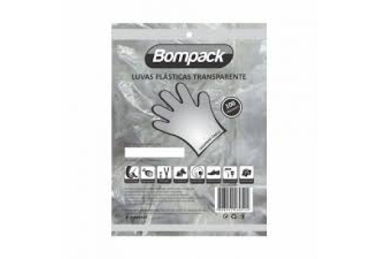 LUVA PLASTICA DESCARTAVEL C/100 BOMPACK
