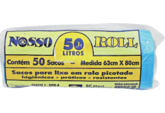 SACO P/ LIXO ROLO NOSSOAZUL 50LT C/ 50