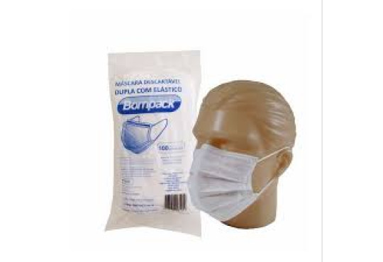 MASCARA DESCARTAVEL TRIPLA C/ELASTICO AZUL C/10 BOMPACK
