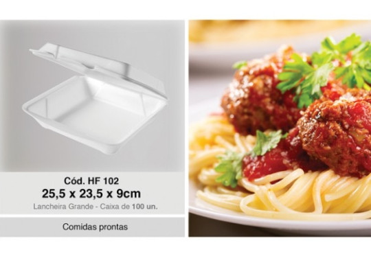 BANDEJA ISOPOR FIBRAFORM LANCHEIRA HF-102 CAIXA C/100 25.5X23.5 9CMALTURA