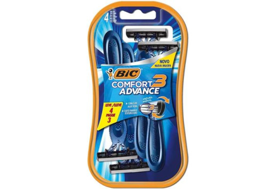 APAR. BARBA BIC CONFORT 3 LAMINA " LEVE 4 PAGUE 3 " AZUL