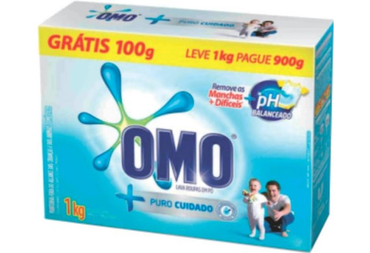 SABÃO PÓ OMO PURO CUIDADO LEVE1 KG PAGUE 900GR