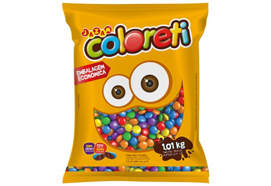 PASTILHA CHOC. JAZAM COLORETI MINI 1KG SORTIDA