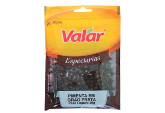 COND. VALAR PIMENTA EM GRÃO PRETA PACOTE 12x20GR