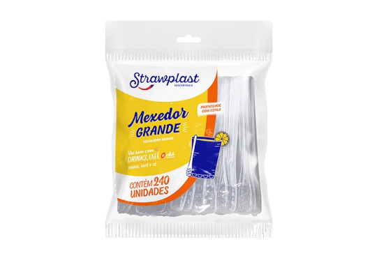 MEXEDOR DE DRINK GRANDE STRAWPLAST C/240 CRISTAL