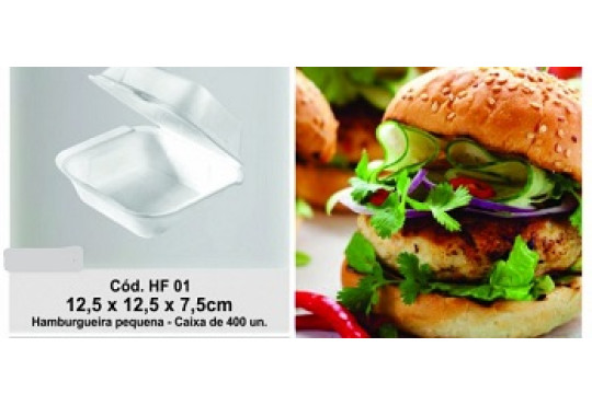 BANDEJA ISOPOR FIBRAFORM HAMBURGUEIRA HF01 C/400 PEQUENA 12,5X12,5 7,5CMALTURA