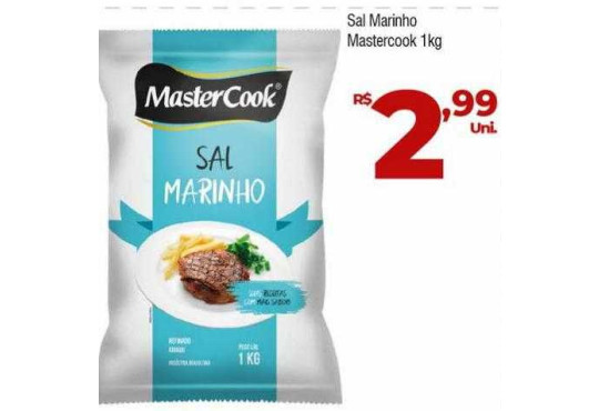 SAL MARINHO REFINADO FIT LINE MASTERCOOK 1KG UNIDADE