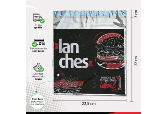 EMBALAGEM TERMICA P/ LANCHES C/200 22,5CM X 22+4CM THERMIPACK