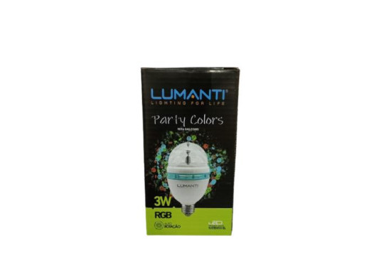 LAMPADA LUMANTI PARTY COLORS RGB "3W" GIRATORIA COLORIDA