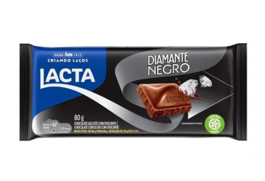 CHOC. BARRA LACTA/ DIAMANTE NEGRO 80GR