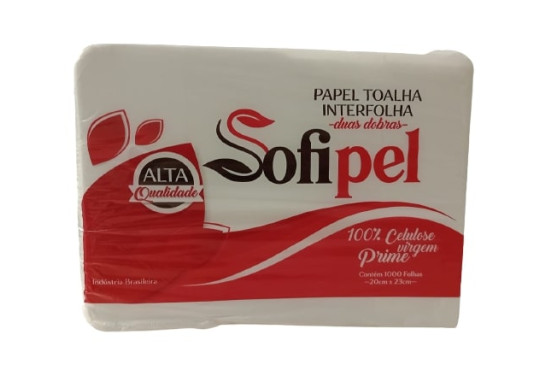 PAPEL TOALHA SOFIPEL PRIME 100% CEL. VIRGEM 20X23CM C/1000 EMBAL. VERMELHA