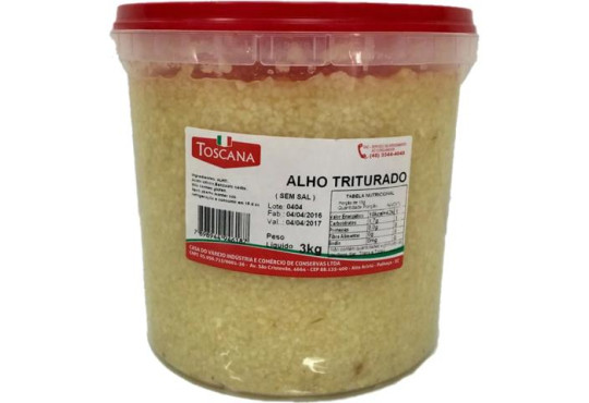ALHO TRITURADO TOSCANA S/SAL 3KG BALDE