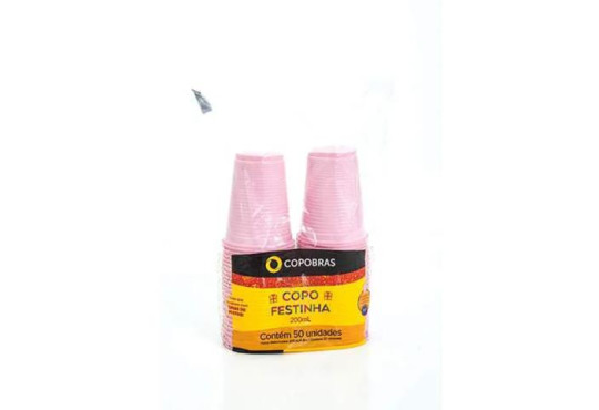 COPO PLASTICO COPOBRAS FESTINHA " ROSA " 200ML C/50 SMR-200