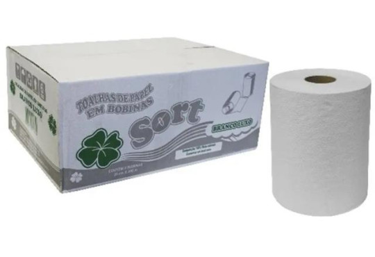PAPEL TOALHA/ " ROLO "# CAIXA # SORT BRANCO LUXO 20CM C/6X200M