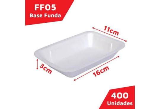 BANDEJA ISOPOR/ FF05 11X16X3CM C/100 FIBRAFORM