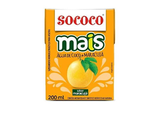 AGUA DE COCO SOCOCO " MAIS " SABOR MARACUJA TETRA 200ML