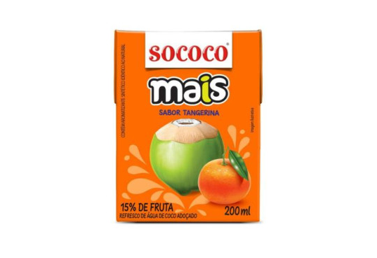 AGUA DE COCO SOCOCO " MAIS " SABOR TANGERINA TETRA 200ML
