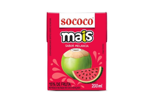 AGUA DE COCO SOCOCO " MAIS " SABOR MELANCIA TETRA 200ML