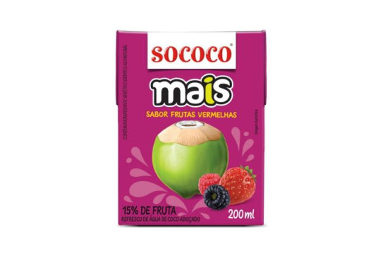 AGUA DE COCO SOCOCO " MAIS " SABOR FRUTAS VERMELHAS TETRA 200ML