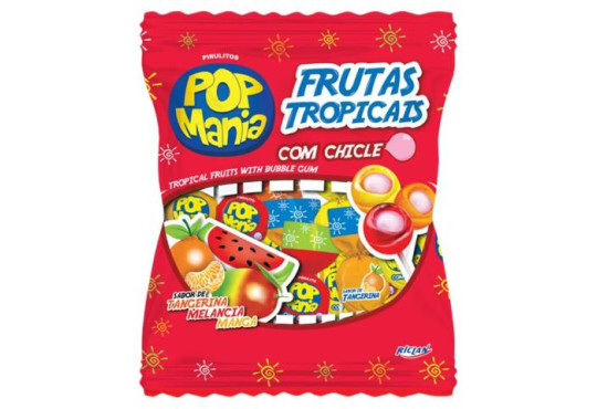 PIRULITO POP MANIA FRUTAS TROPICAIS COM CHICLE C/54X9GR