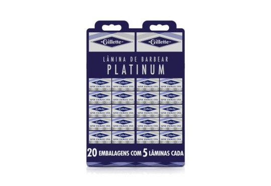 LAMINA BARBEAR GILLETTE PLATINUM 20X5 CARTELA AZUL