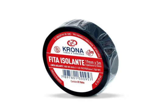 FITA ISOLANTE KRONA 5MT/19MM EMBALADA UNIDADE REF-1300