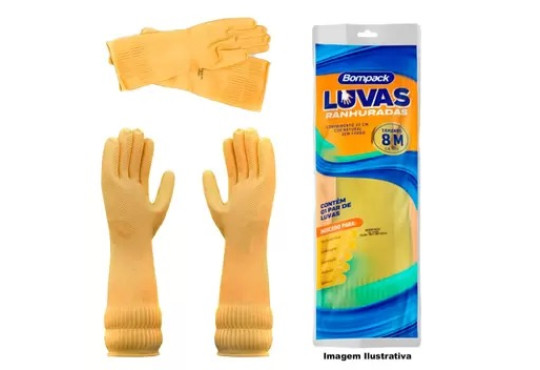 LUVA LONGA BOMPACK RANHURADA PAR 36CM PEQUENA N-7