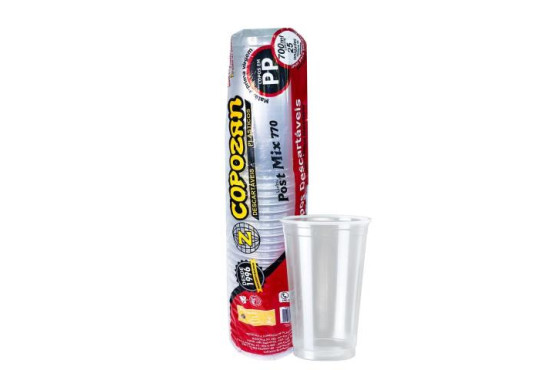 COPO PLASTICO COPOZAN POST MIX " PP 770 " LISO CRISTAL C/25 700ML