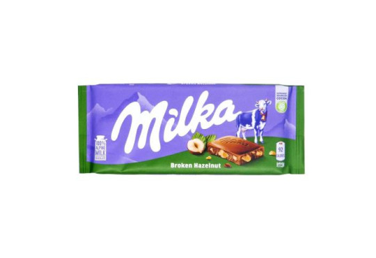 CHOC. BARRA MILKA BROKEN HAZELNUT AO LEITE C/ AVELA 100GR