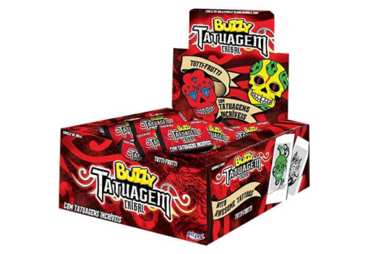 CHICLE BUZZY TATUAGEM TRIBAL TUTTI-FRUTI " NOVO C/90 "