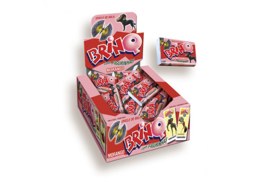 CHICLE BRINQ MORANGO C/100 FIGURA DE BICHOS
