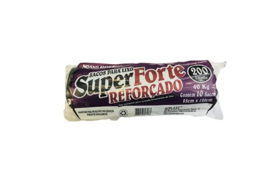 SACO P/LIXO REFORCADO # SUPER FORTE # 200LT C/10 PRETO NOSSO ROLL