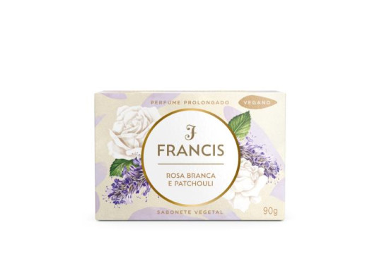 SABONETE FRANCIS CAIXA BRANCA ( ROSA BRANCA E PATCHOULI ) 6X90GR