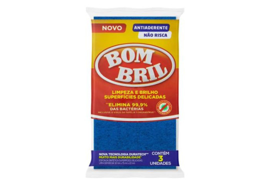 ESPONJA BOMBRIL ANTIADERENTE C/3 AZUL