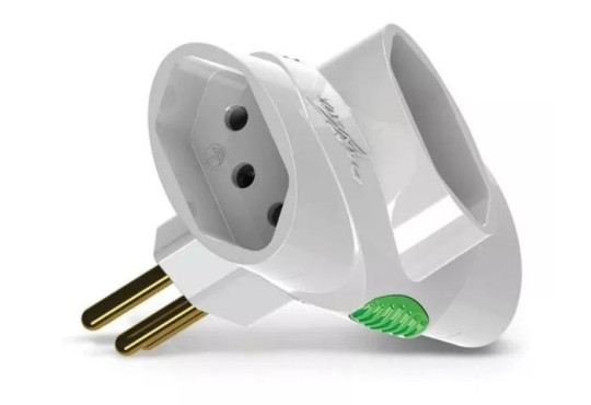 ADAPTADOR MG ELET. " T "  2 PINOS + TERRA 10A " CINZA " 250V  211