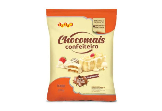 CHOC. COB. " CHOCOMAIS " EM PEDACOS JAZAM BRANCA 1.01KG