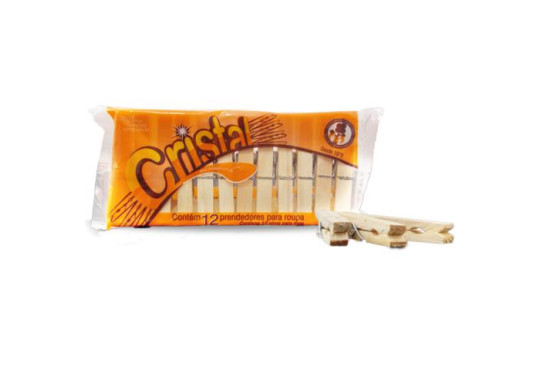 PRENDEDOR ROUPA MADEIRA CRISTAL C/12