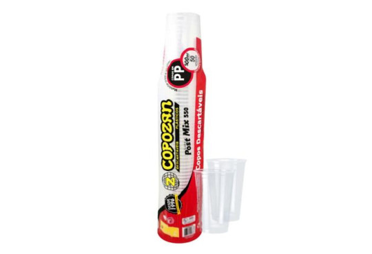 COPO PLASTICO COPOZAN POST MIX " PP 440 " LISO CRISTAL C/50 400ML