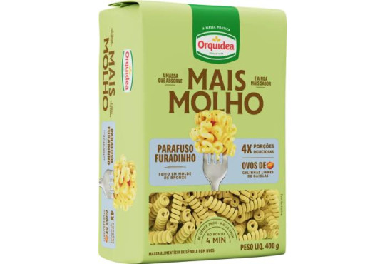 MASSA ORQUIDEA C/OVOS " MAIS MOLHO " PARAFUSO FURADINO 400GR